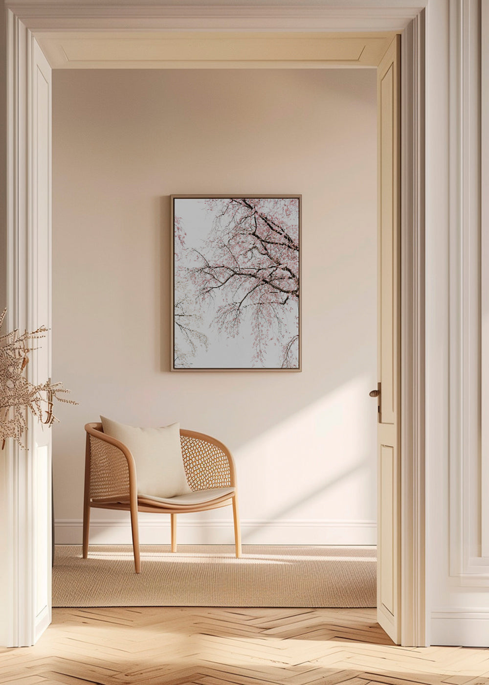 Botanisk poster · kaskad av körsbärsblommor