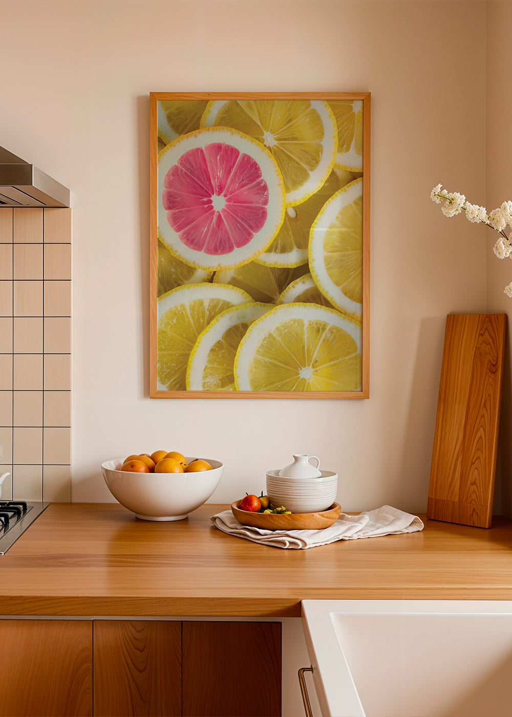 Kökskonst rosa citronskivor