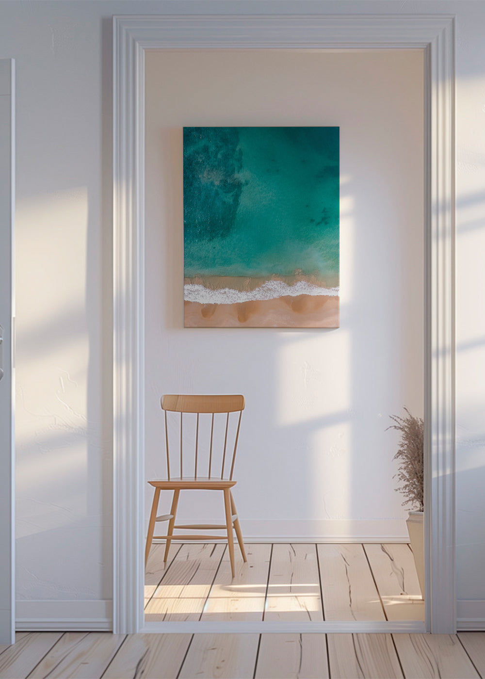 Landskapskonst: flygbild av strand