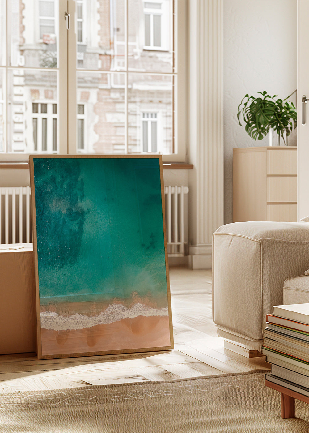 Landskapskonst: flygbild av strand