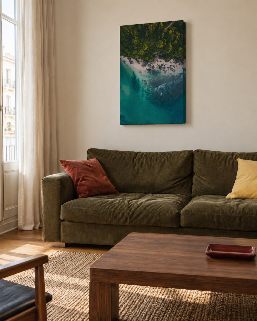 Rocky seaside airview - Unframed canvas in an interior