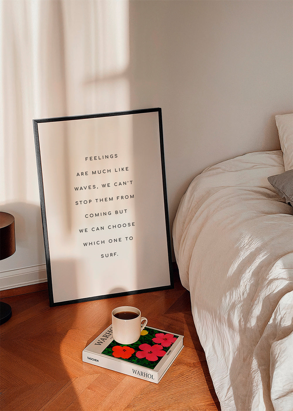 Svartvit typografi med citat