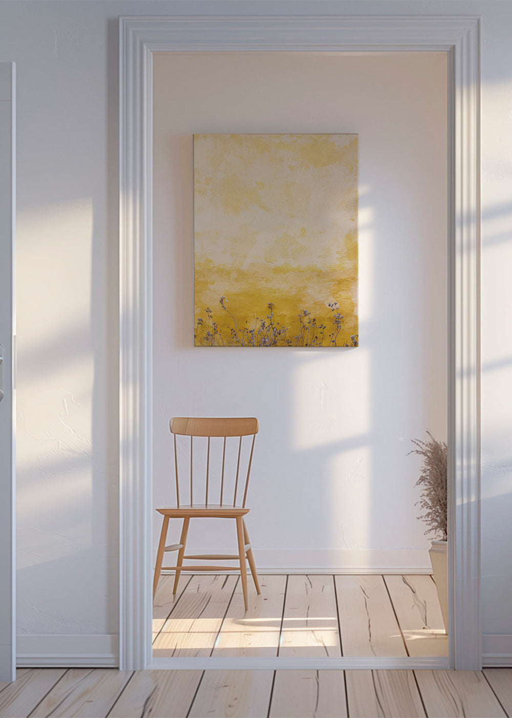 Botanisk poster: texturerad vägg med torkade blommor