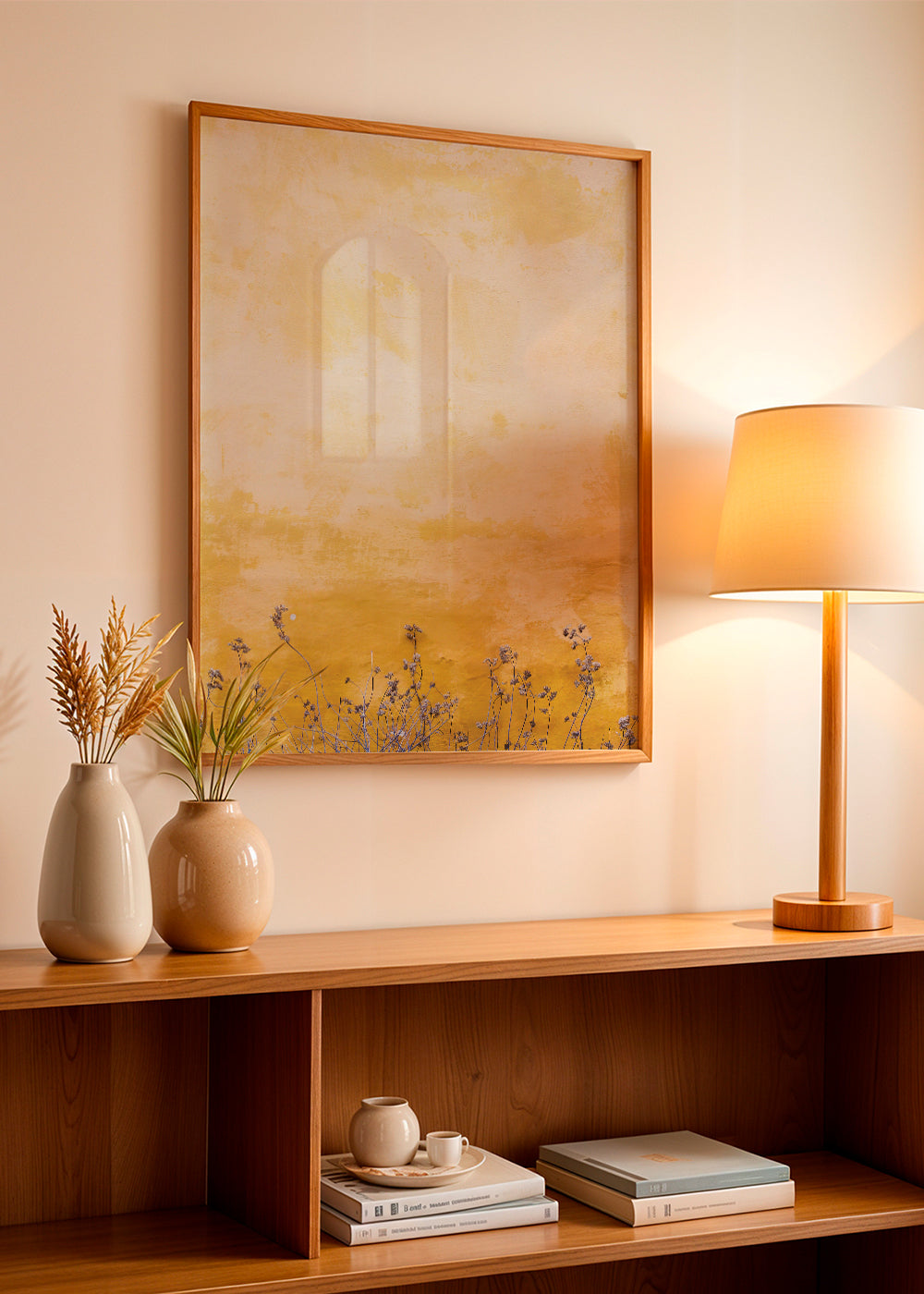 Botanisk poster: texturerad vägg med torkade blommor