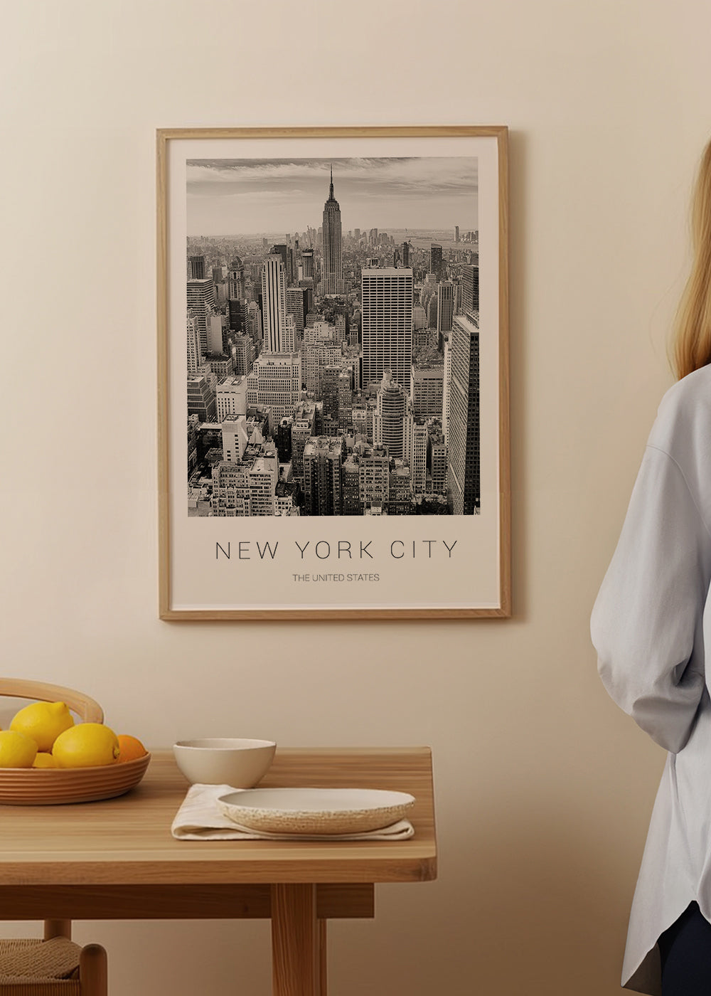 Stadsposter: New York skyline i svartvitt