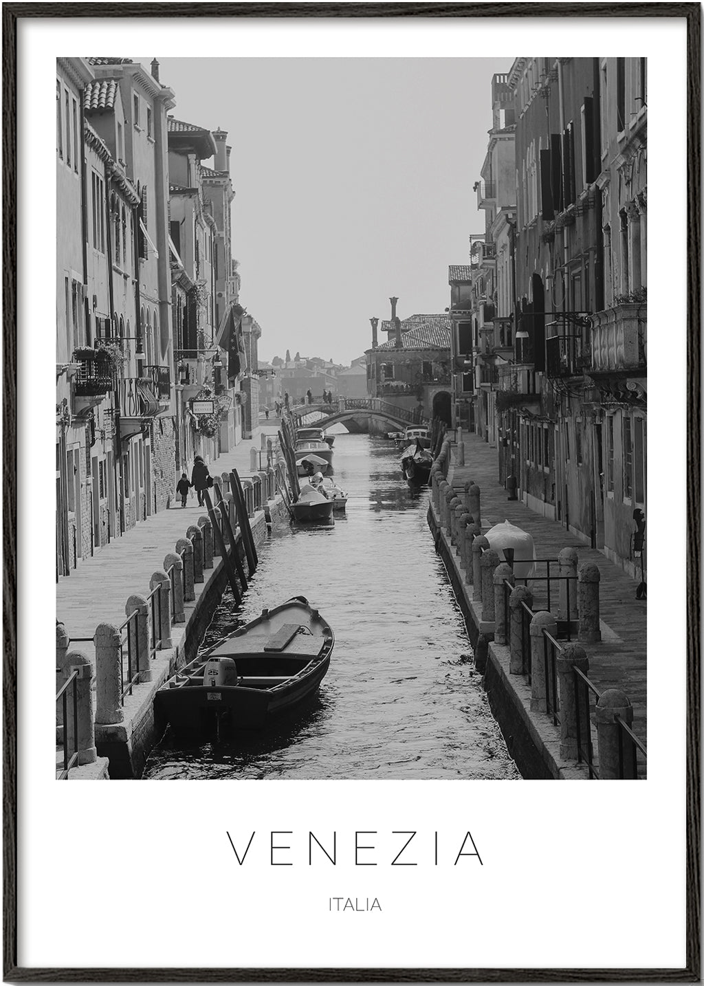 Stadsposter — Venedigs kanal i svartvitt