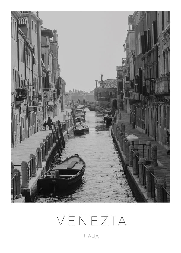 Stadsposter — Venedigs kanal i svartvitt