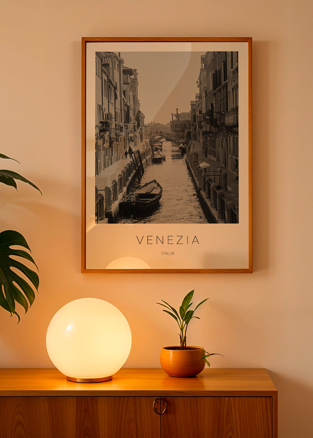 Stadsposter — Venedigs kanal i svartvitt
