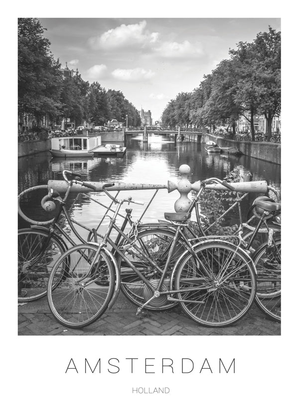 Stadsposter Amsterdam svartvit