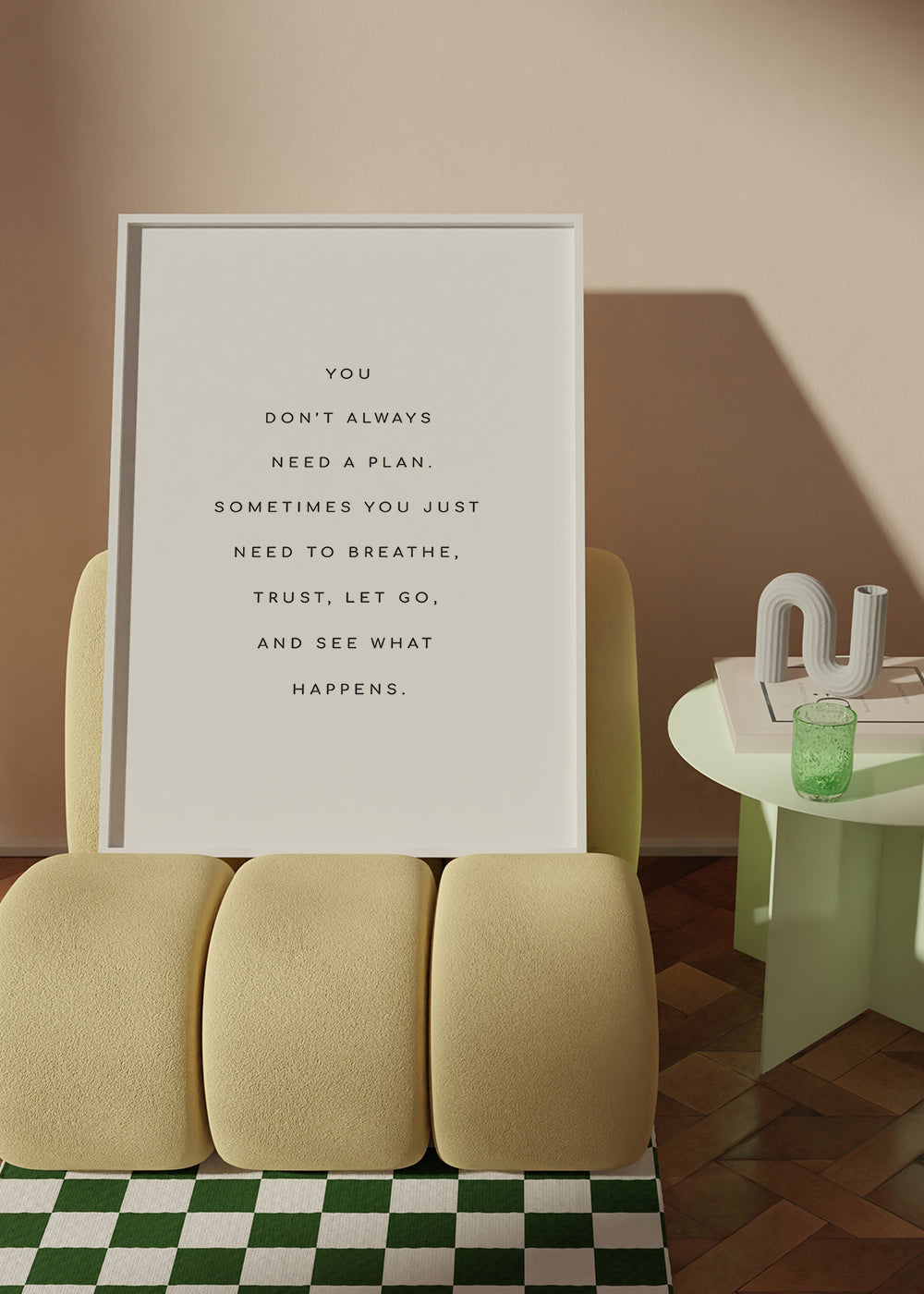Minimalistisk affisch med typografiskt citat