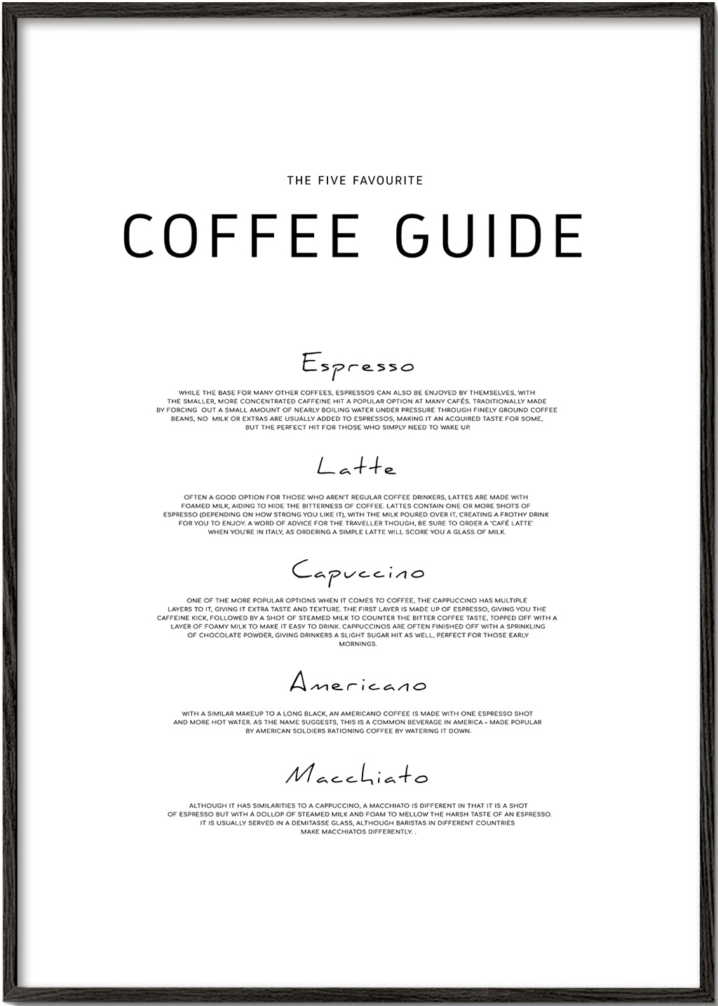 Kökskonst: Coffee Guide typografiskt tryck