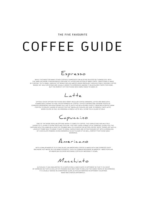 Kökskonst: Coffee Guide typografiskt tryck