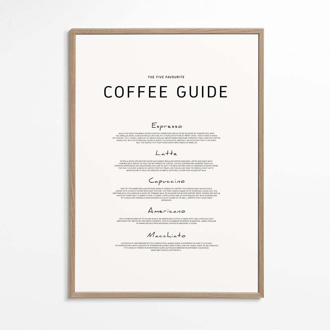 Kökskonst: Coffee Guide typografiskt tryck