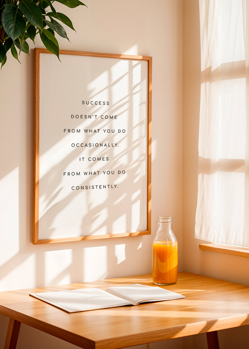 Minimalistisk affisch med centrerat motivationscitat