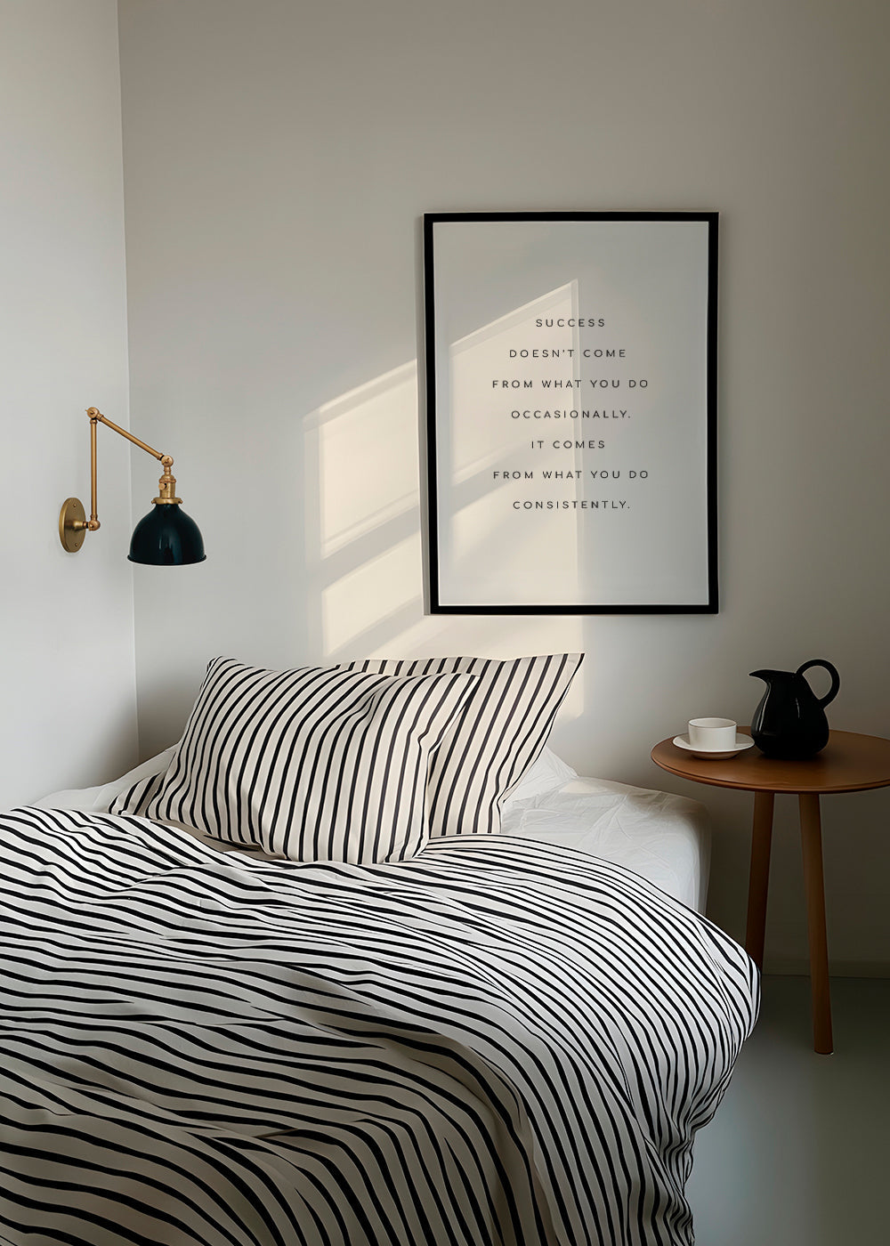 Minimalistisk affisch med centrerat motivationscitat