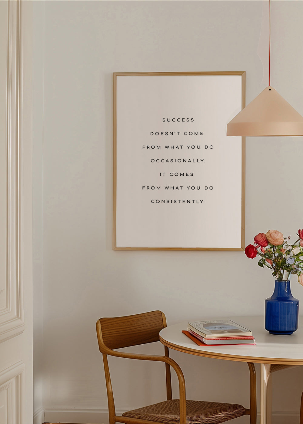 Minimalistisk affisch med centrerat motivationscitat