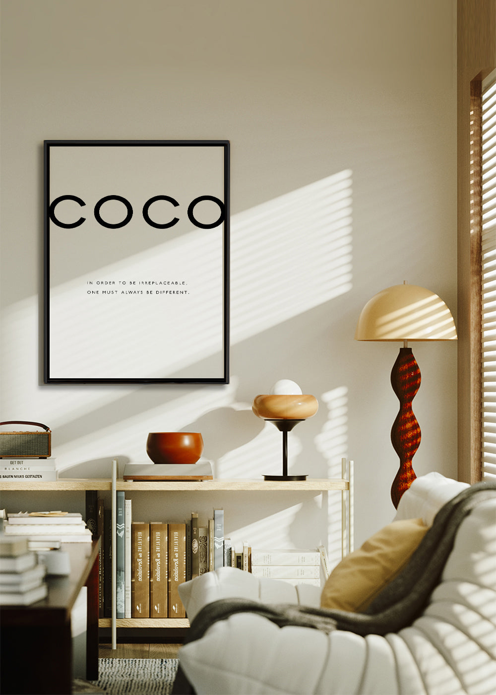 Svartvit poster med COCO-citat