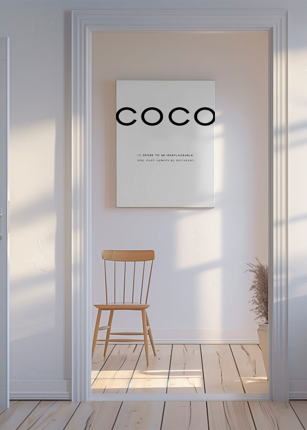 Svartvit poster med COCO-citat