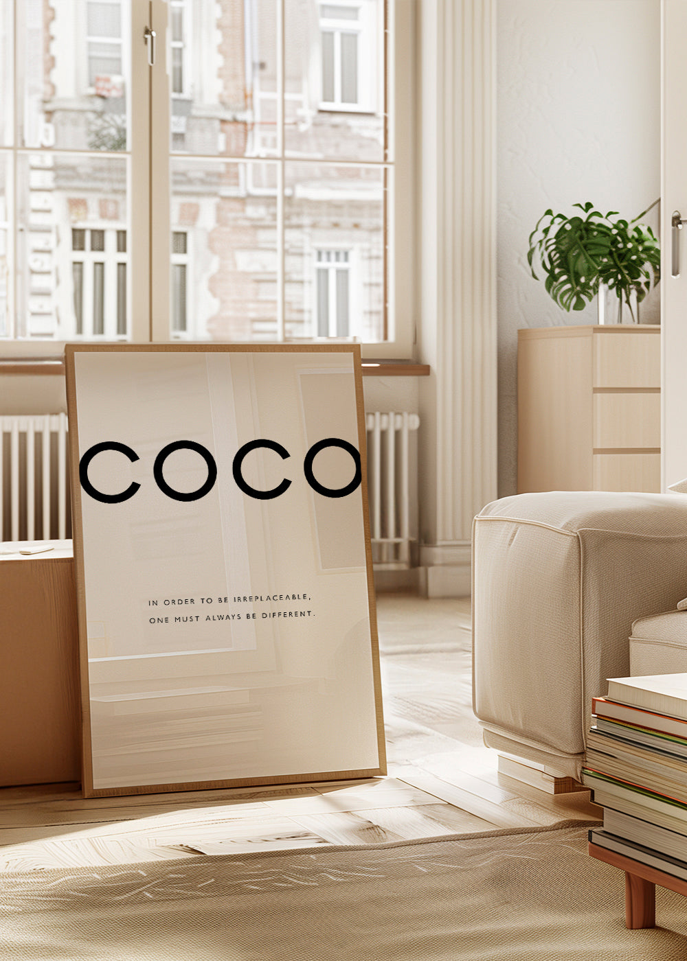 Svartvit poster med COCO-citat