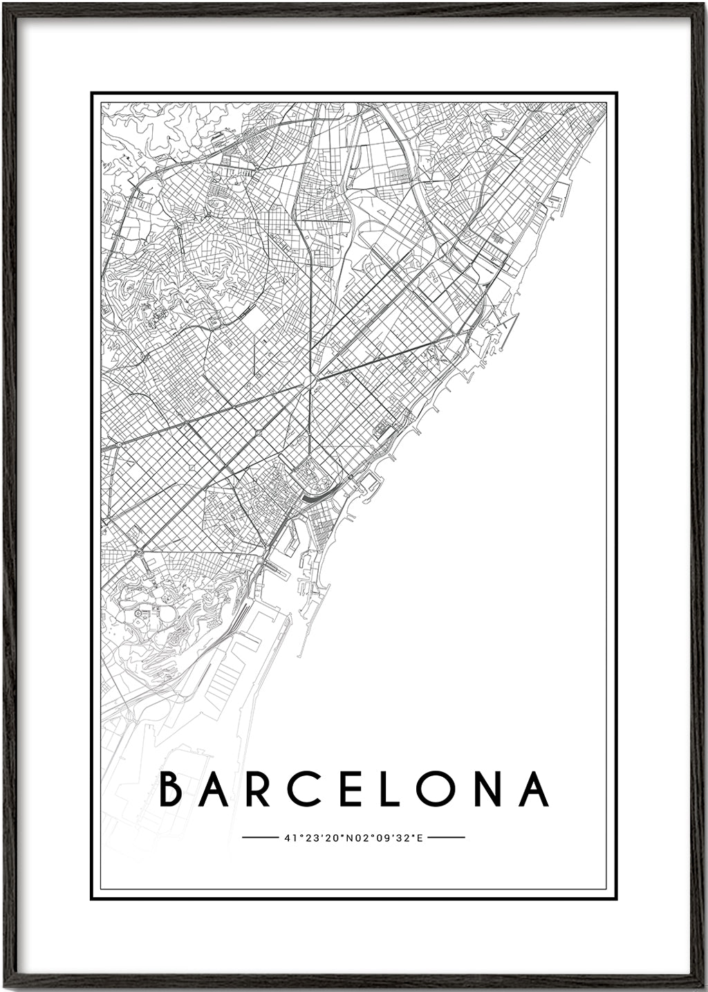 Stadsposter Barcelona karta grafisk