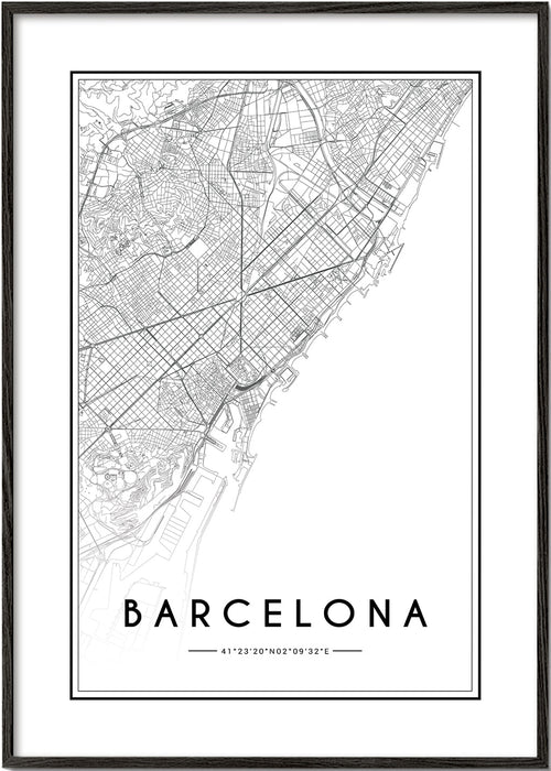 Stadsposter Barcelona karta grafisk