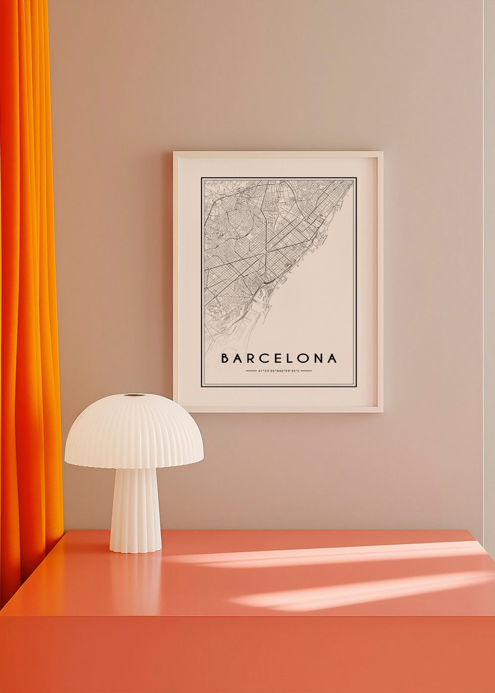 Stadsposter Barcelona karta grafisk