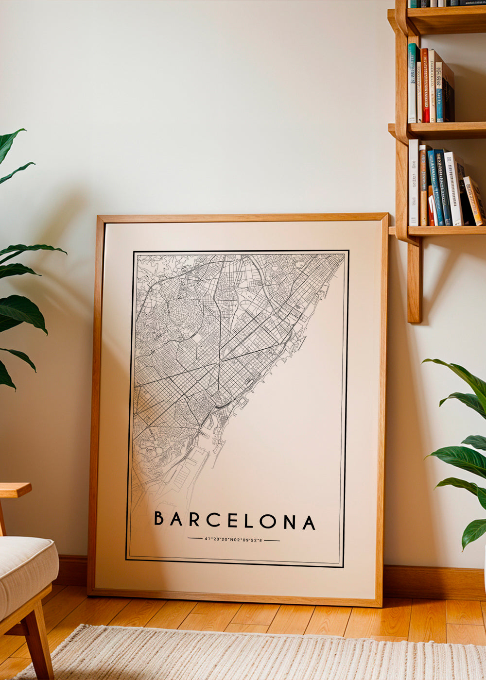 Stadsposter Barcelona karta grafisk