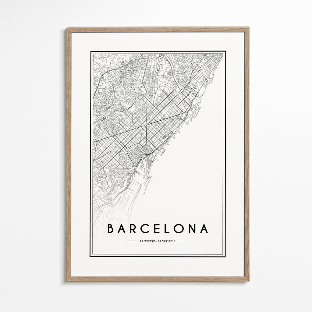 Stadsposter Barcelona karta grafisk