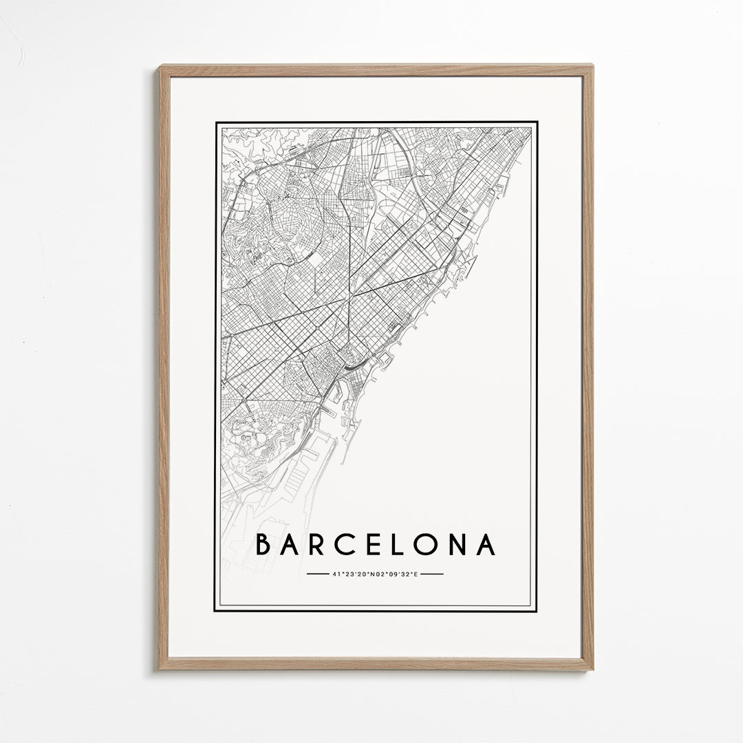 Stadsposter Barcelona karta grafisk