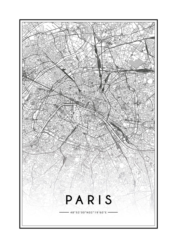 Reseaffisch: Paris karta i linjeteckning