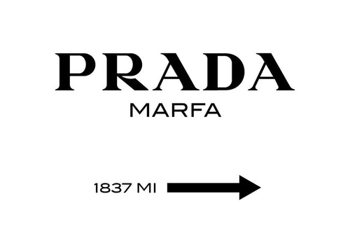 Reseaffisch med Prada Marfa typografi