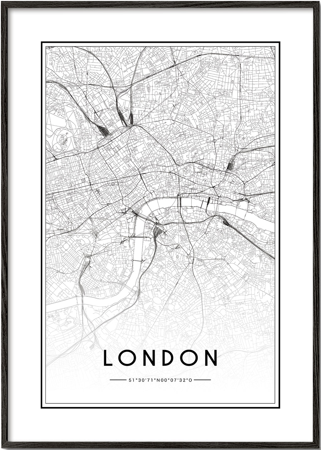 Stadstavla: London karta minimalistisk