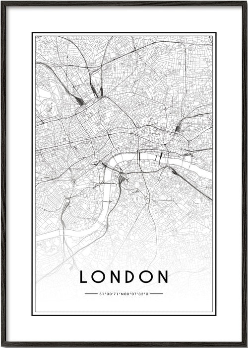 Stadstavla: London karta minimalistisk