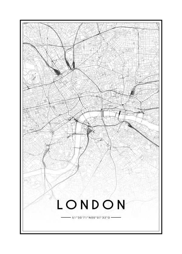 Stadstavla: London karta minimalistisk