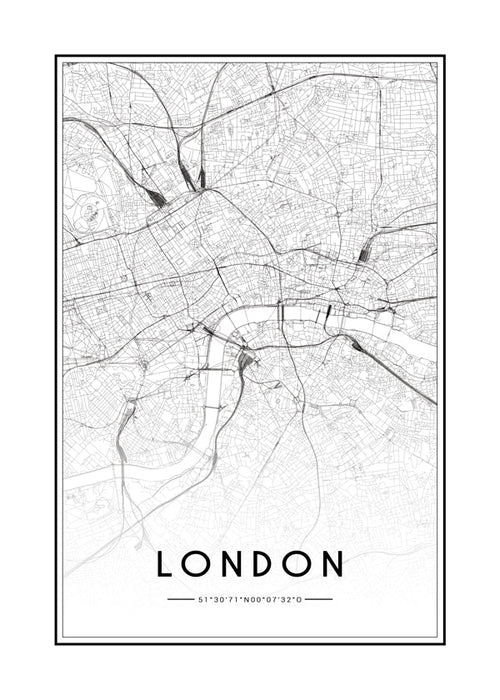Stadstavla: London karta minimalistisk