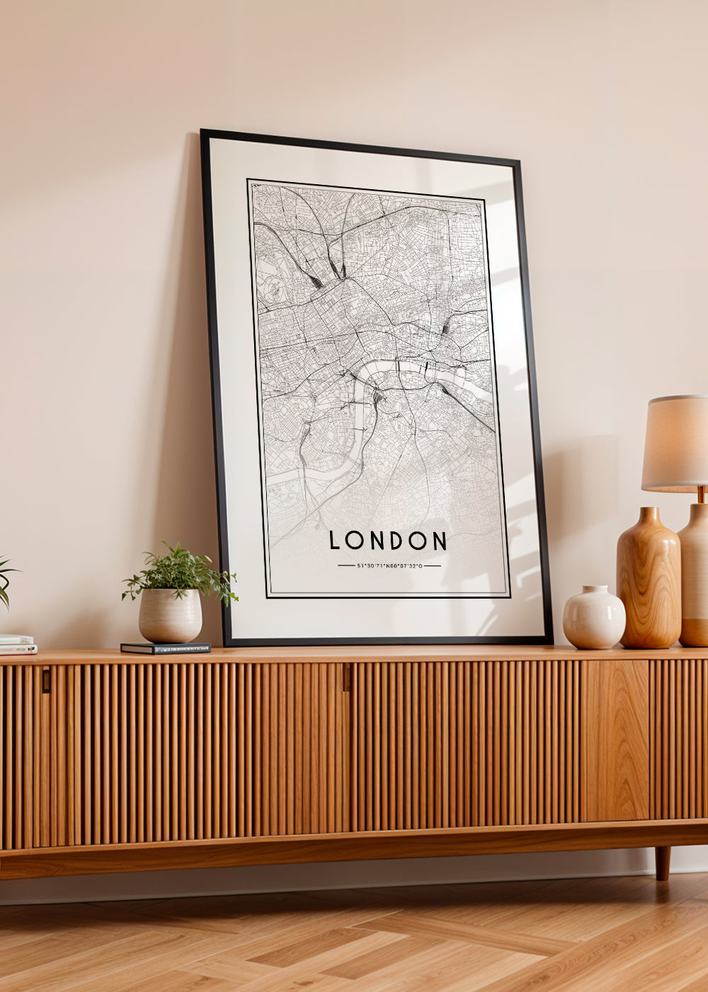 Stadstavla: London karta minimalistisk