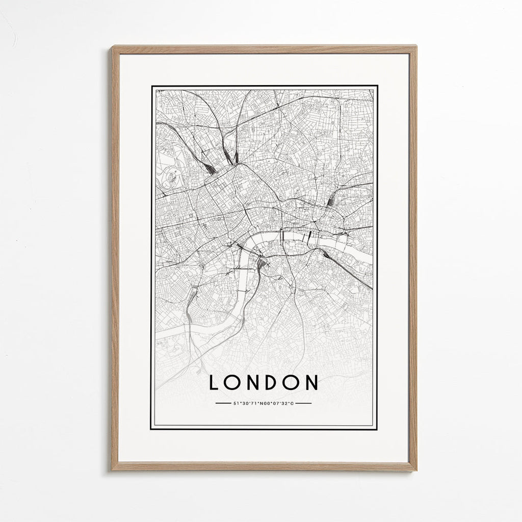 Stadstavla: London karta minimalistisk