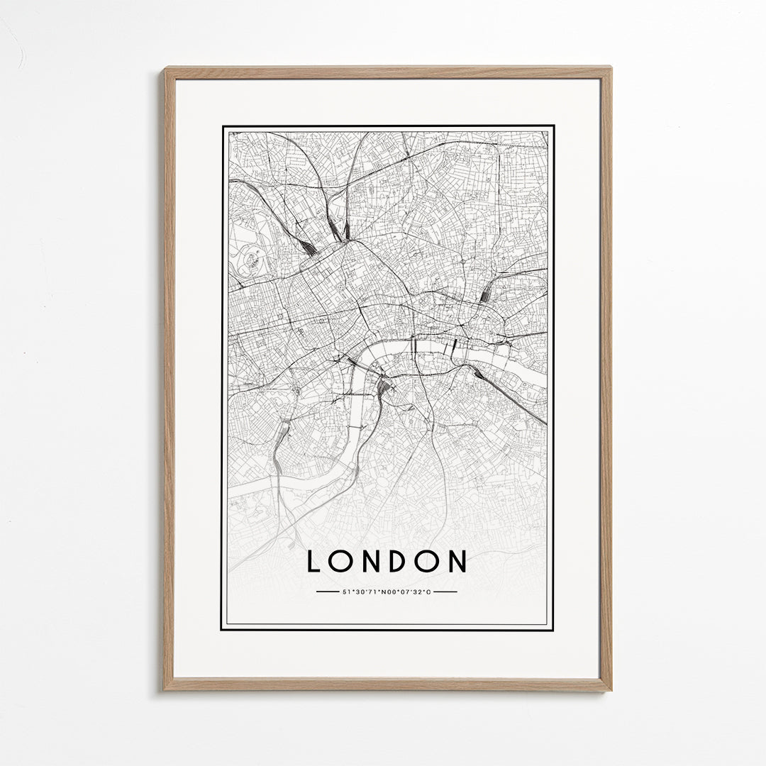 Stadstavla: London karta minimalistisk