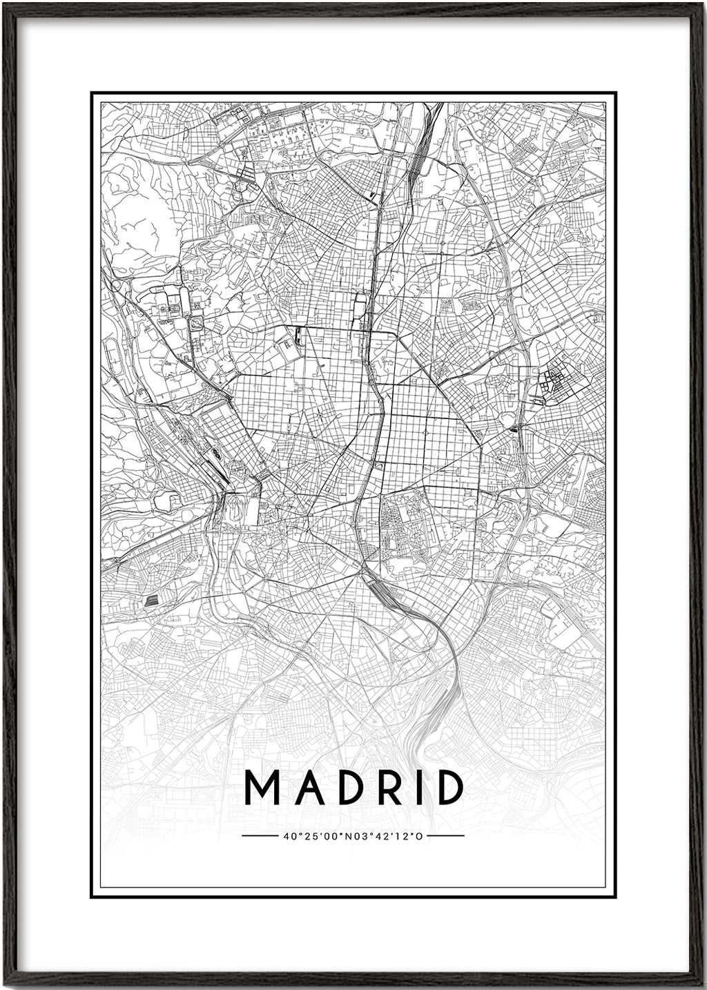 Stadskarta Madrid affisch