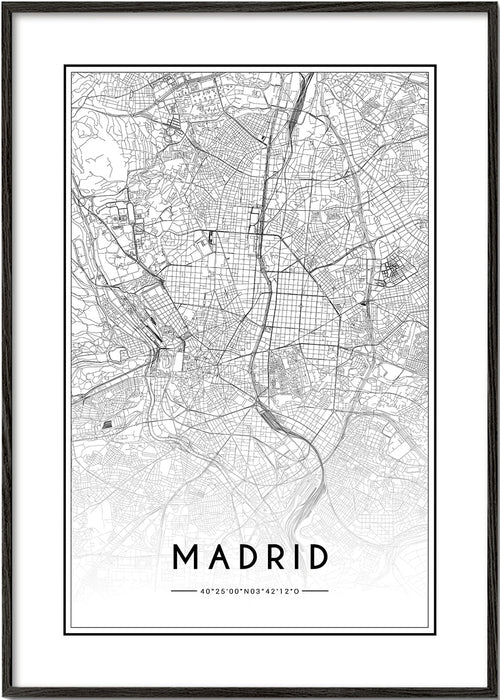 Stadskarta Madrid affisch
