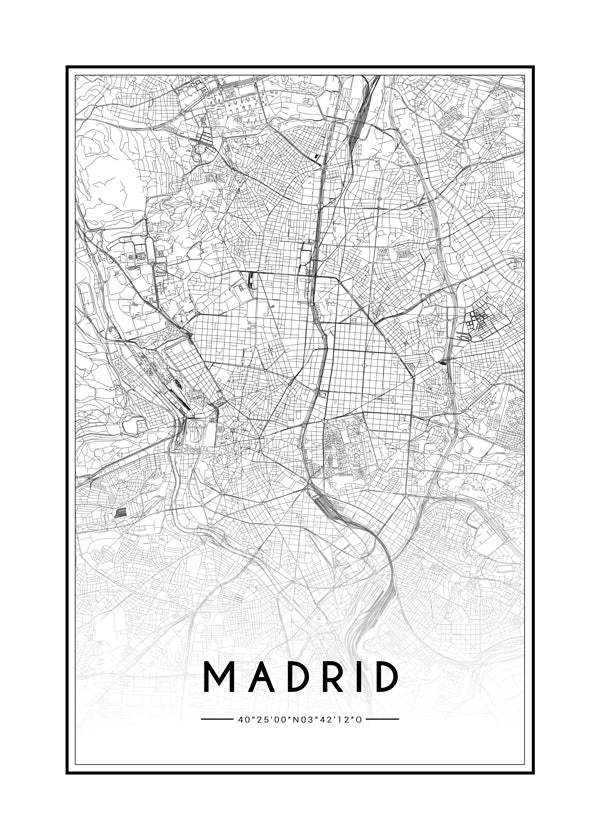 Stadskarta Madrid affisch