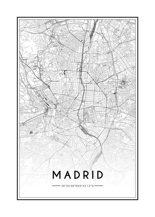 Stadskarta Madrid affisch