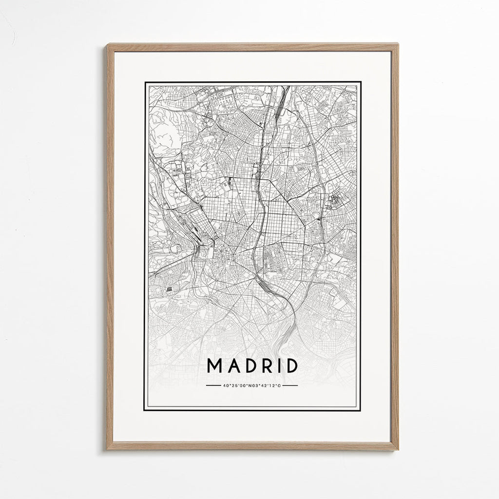 Stadskarta Madrid affisch