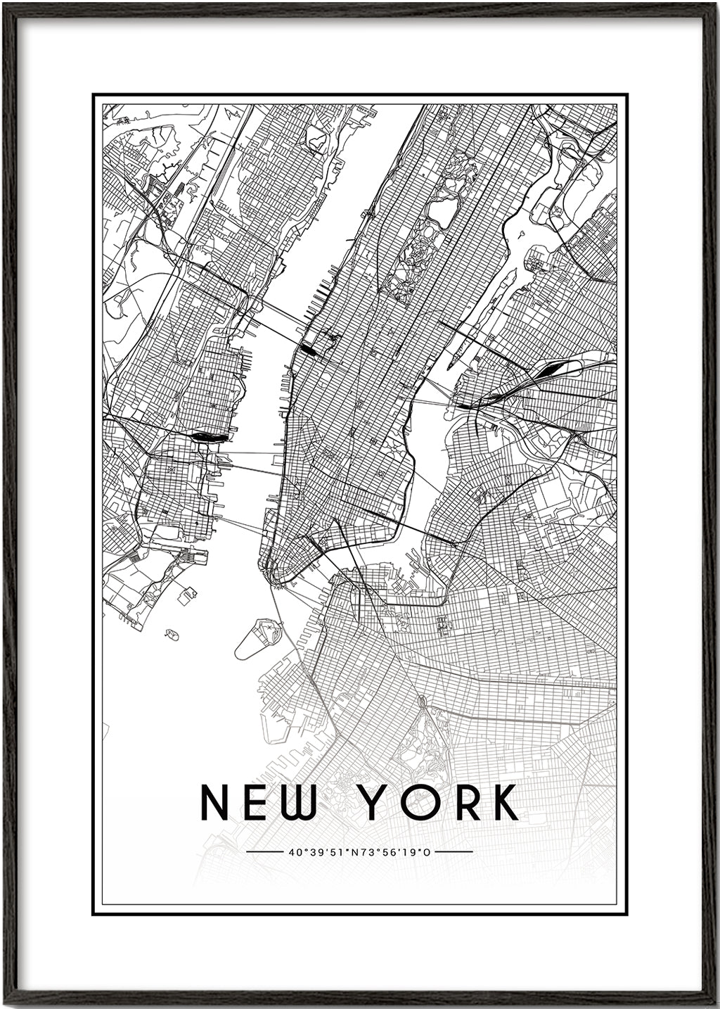 Cuadro de ciudades New York karta
