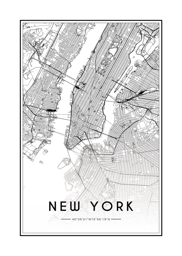 Cuadro de ciudades New York karta