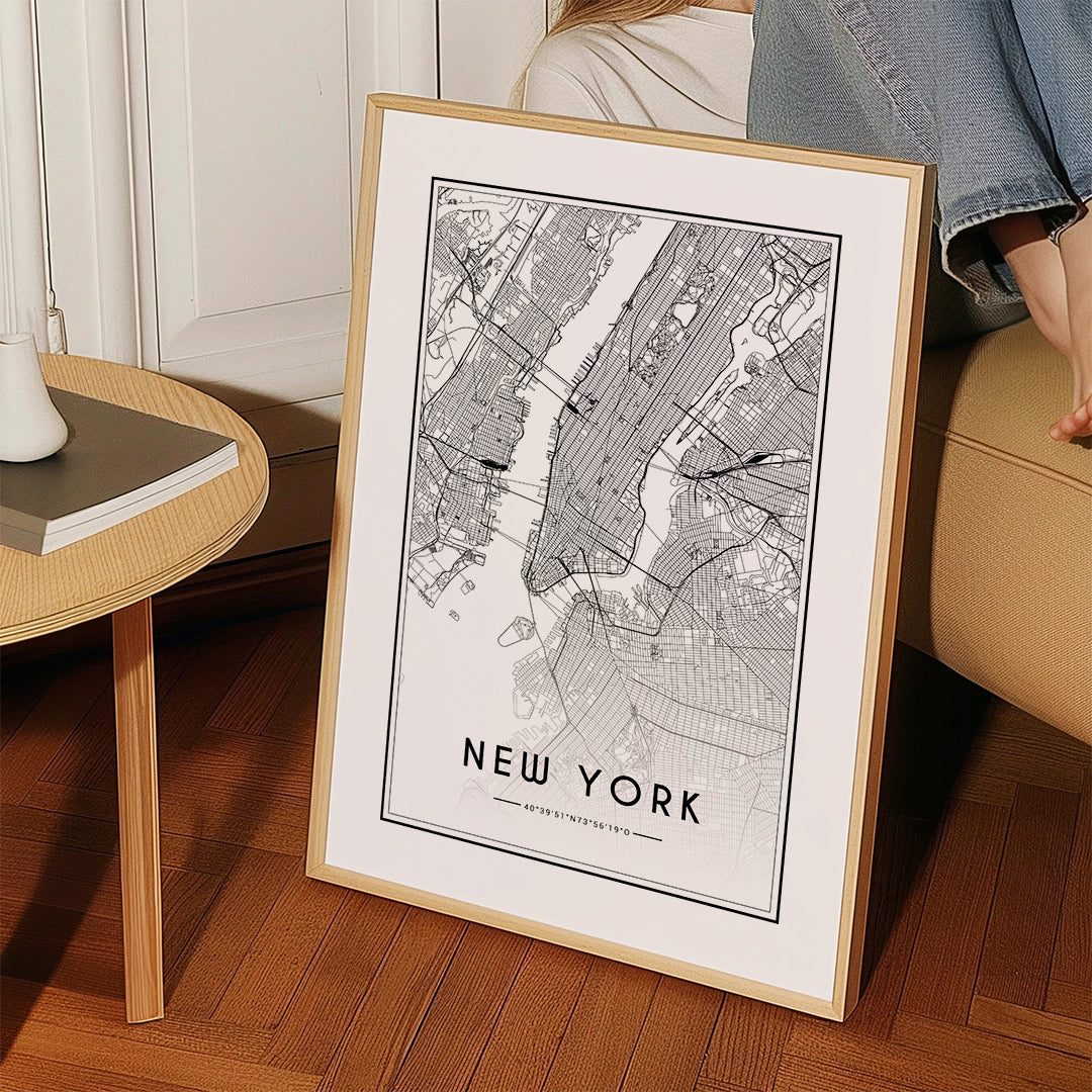 Cuadro de ciudades New York karta