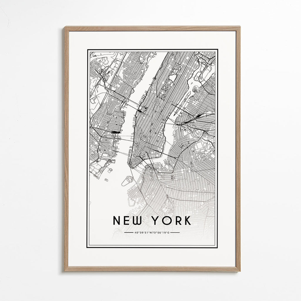 Cuadro de ciudades New York karta
