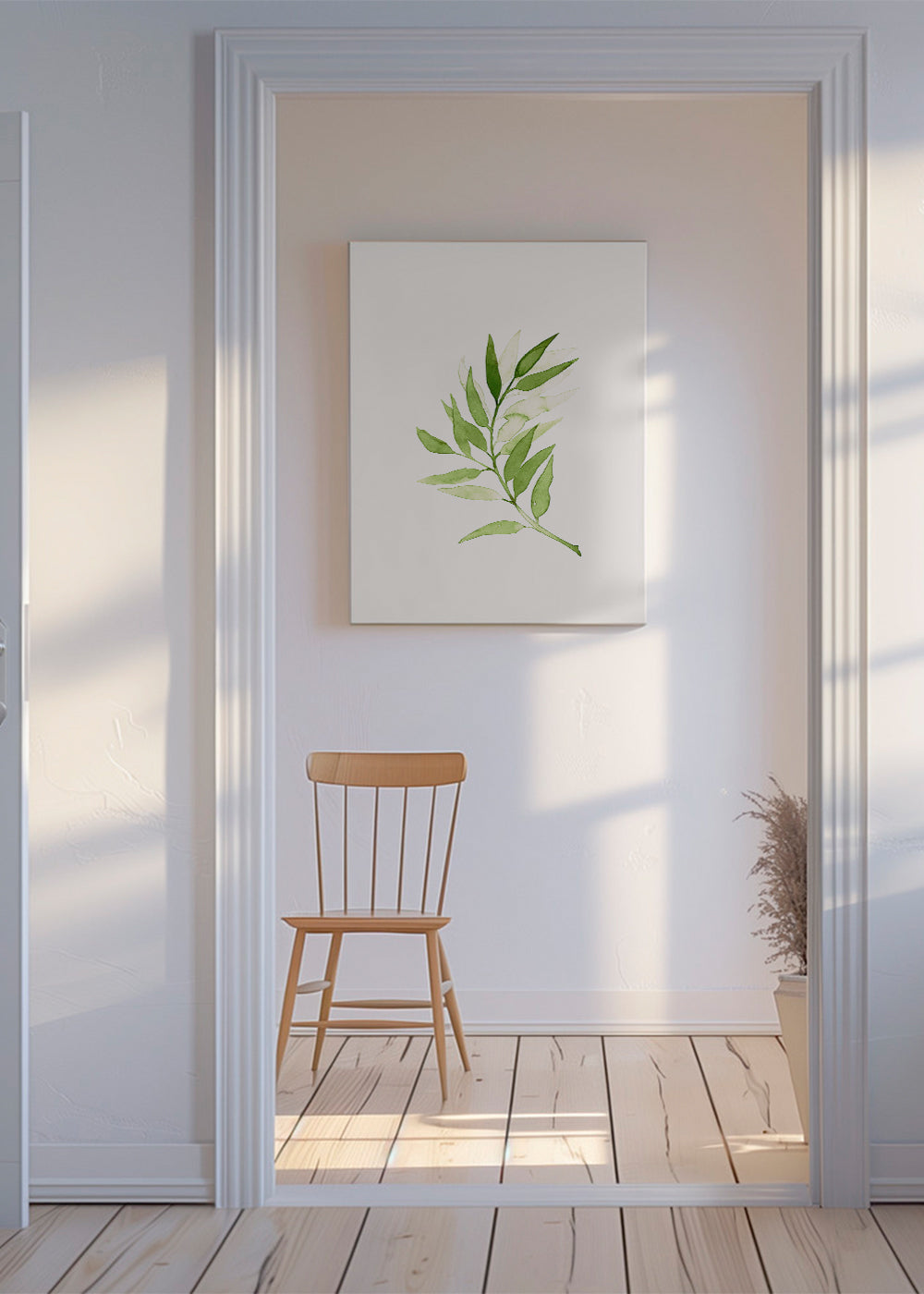 Botanisk poster: minimalistisk grön kvist
