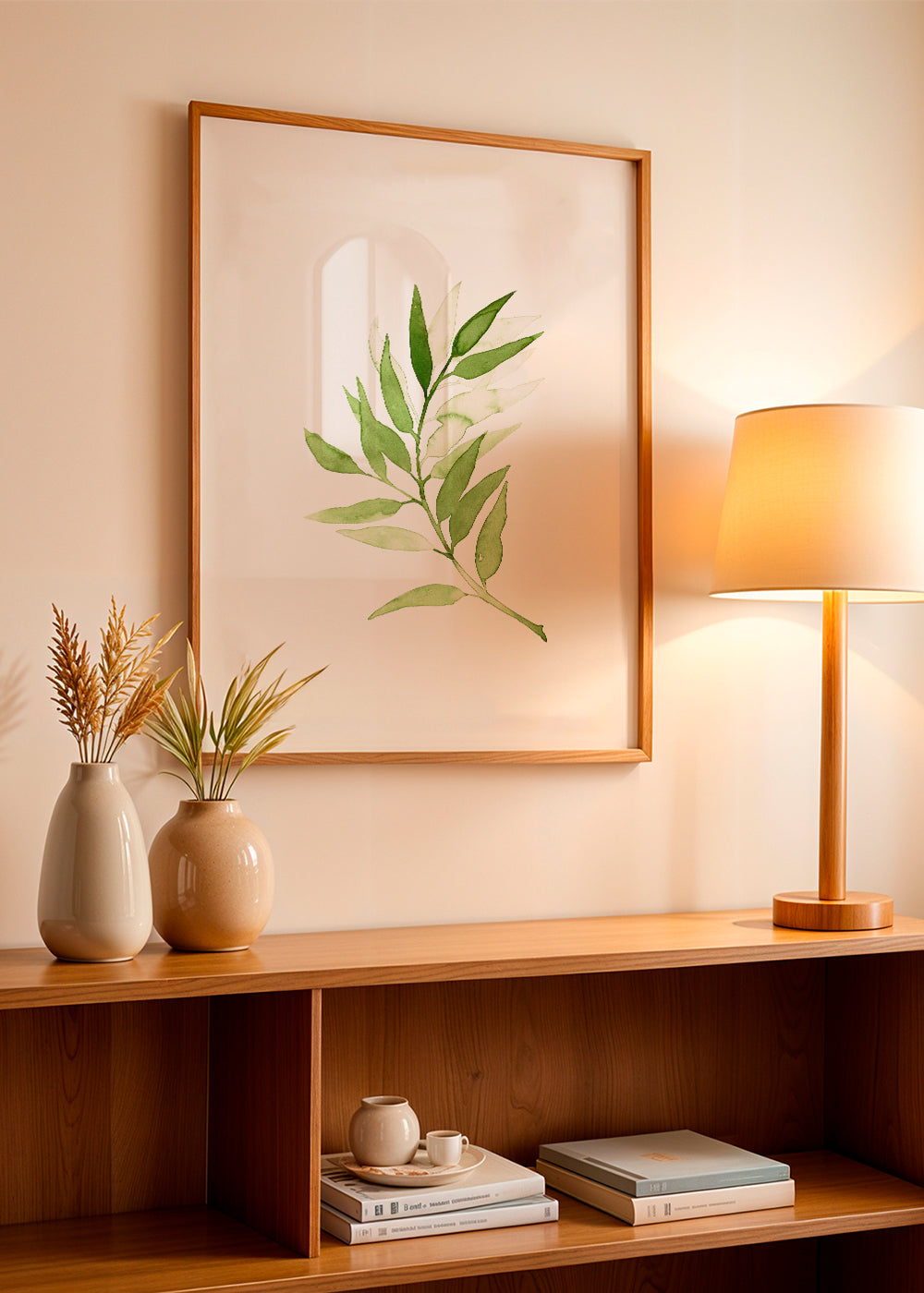 Botanisk poster: minimalistisk grön kvist