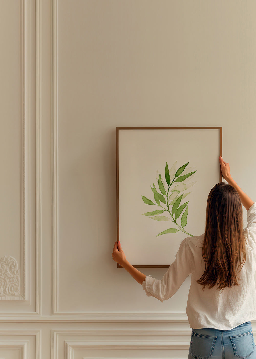 Botanisk poster: minimalistisk grön kvist